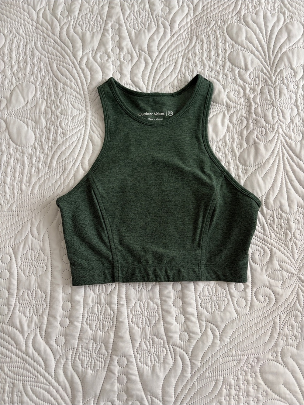 Outdoor Voices Dark Green High-Neck Cropped Tank